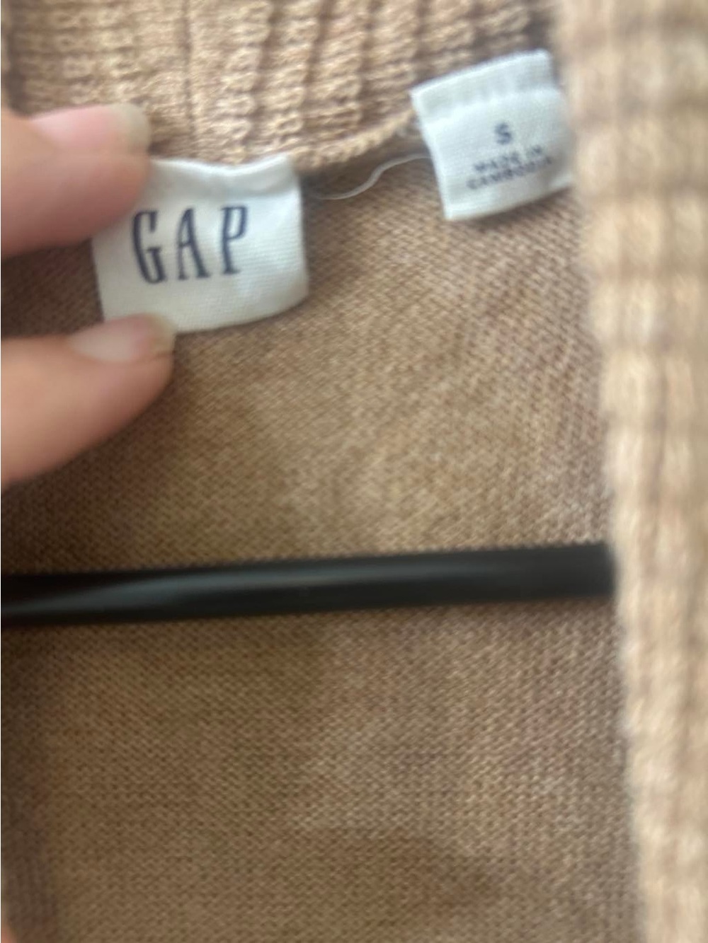 GAP Camel Open-Front Ribbed Cardigan - Picture 3 of 3